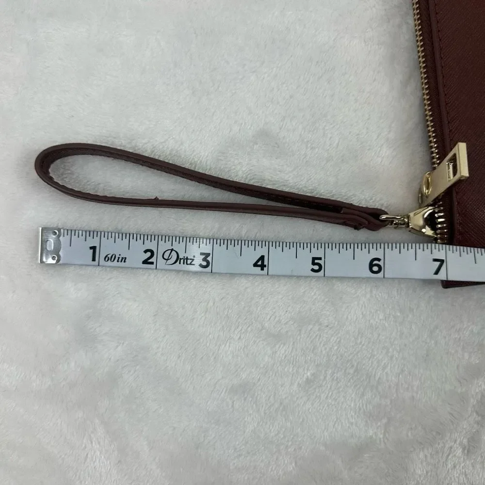 White House Black Market Women's Studded Clutch Brown Faux‎ Leather Wristlet